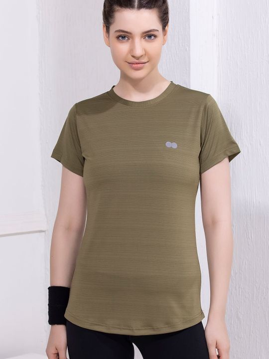 Slim Fit Active T-shirt in Olive Green