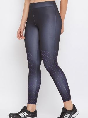 Snug Fit Active Ankle-Length Printed Tights in Black
