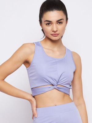 Snug Fit Active Crop Top with Twisted Knot in Lavender