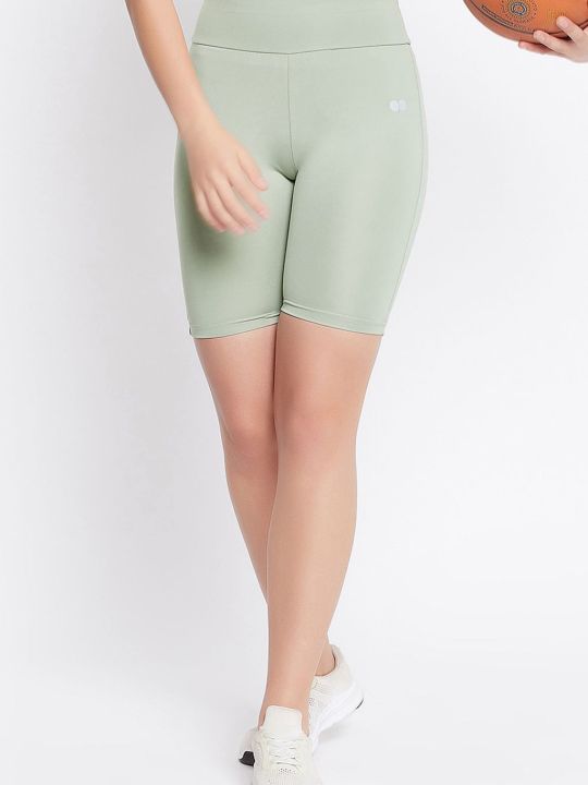 Snug Fit High-Rise Active Shorts in Sage Green