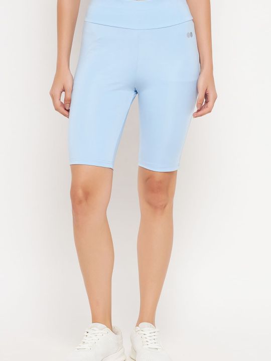 Snug Fit High-Rise Active Shorts in Sky Blue